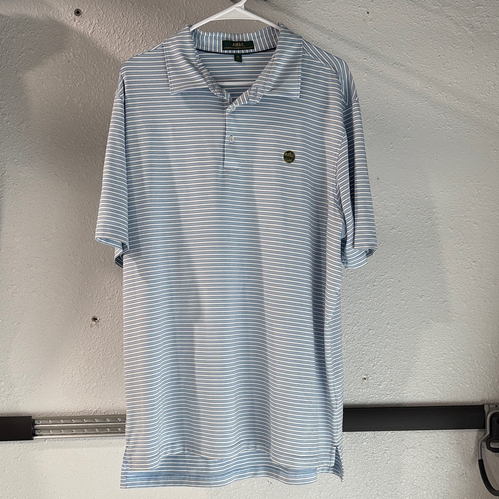 ANGC Classic Blue and White Striped Polo Shirt - Picture 4 of 5
